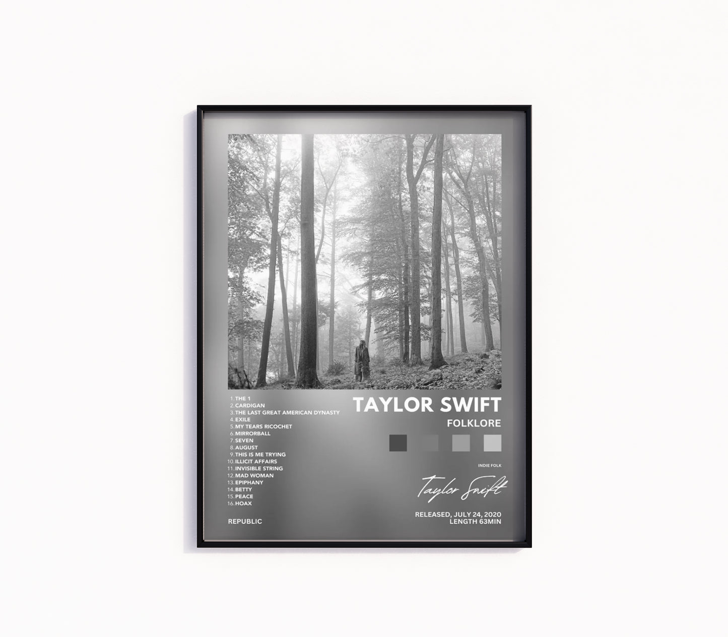 Taylor Swift "Folklore" Album Poster