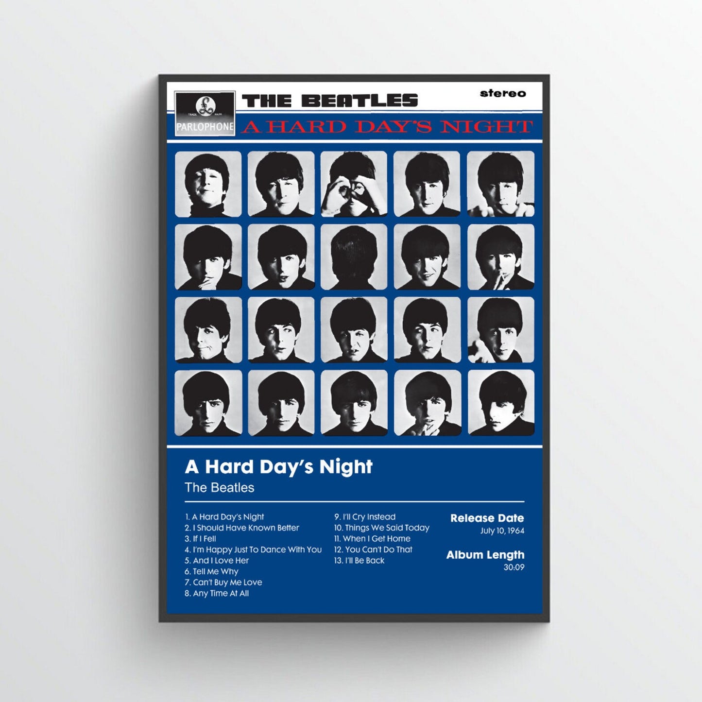 The Beatles "A Hard Day's Night" Album Poster