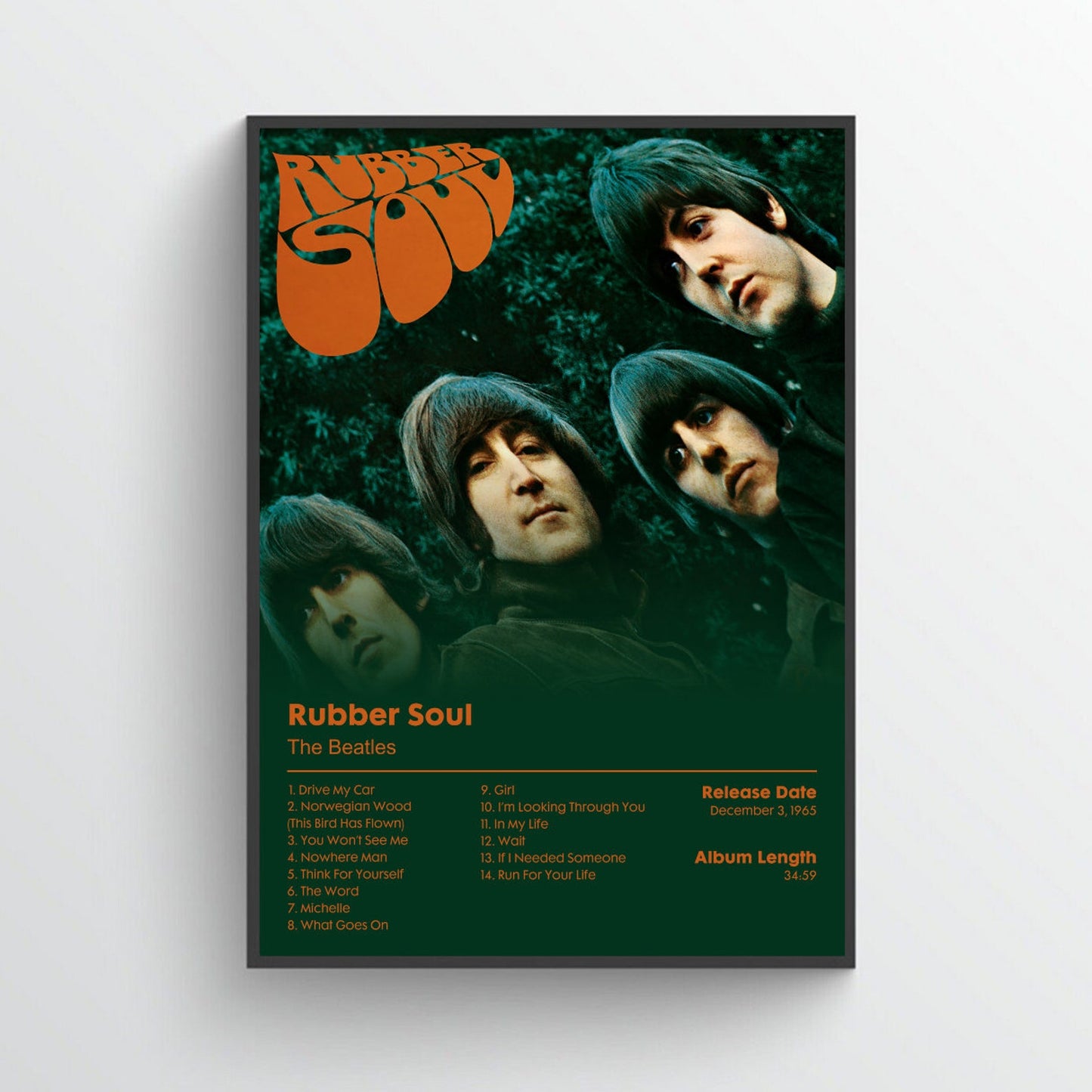 The Beatles "Rubber Soul" Album Poster