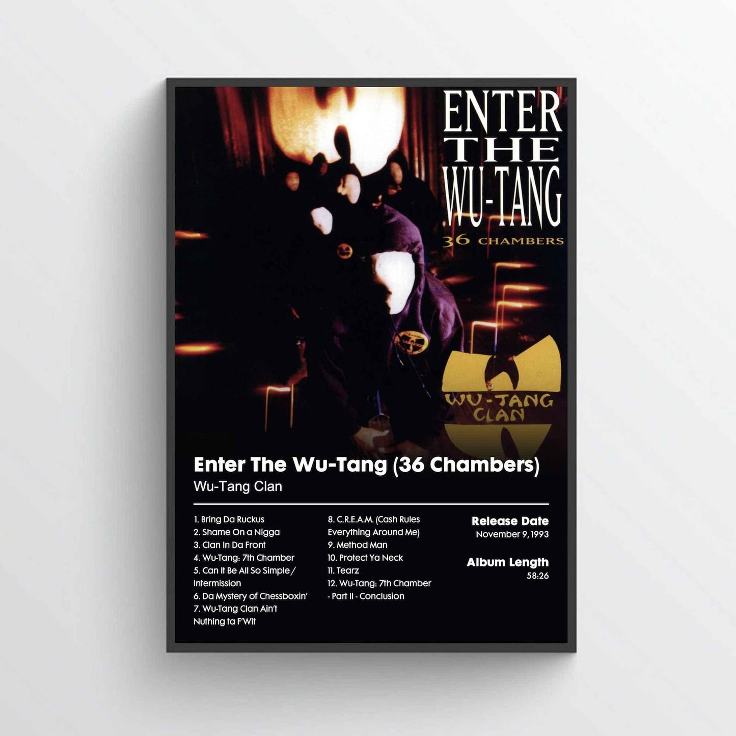 Wu-Tang Clan "Enter The Wu-Tang 36 Chambers" Album Poster
