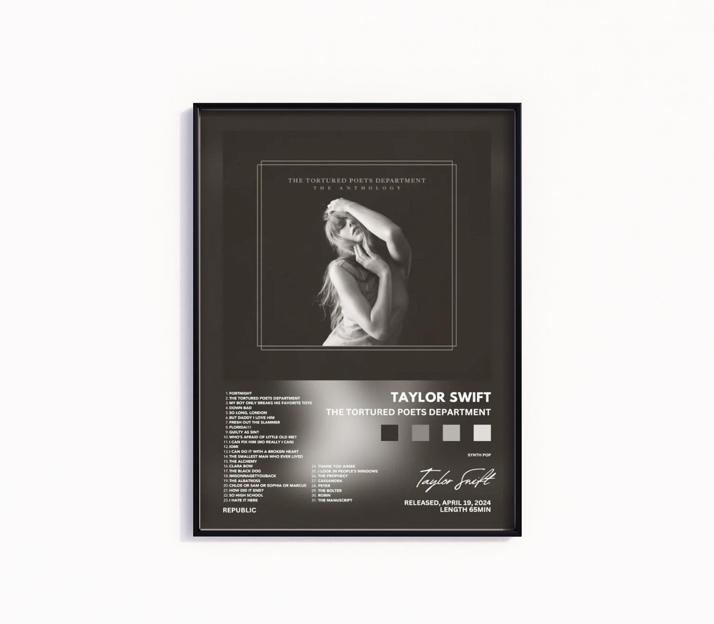 Taylor Swift "The Tortured Poets Department" Album Poster