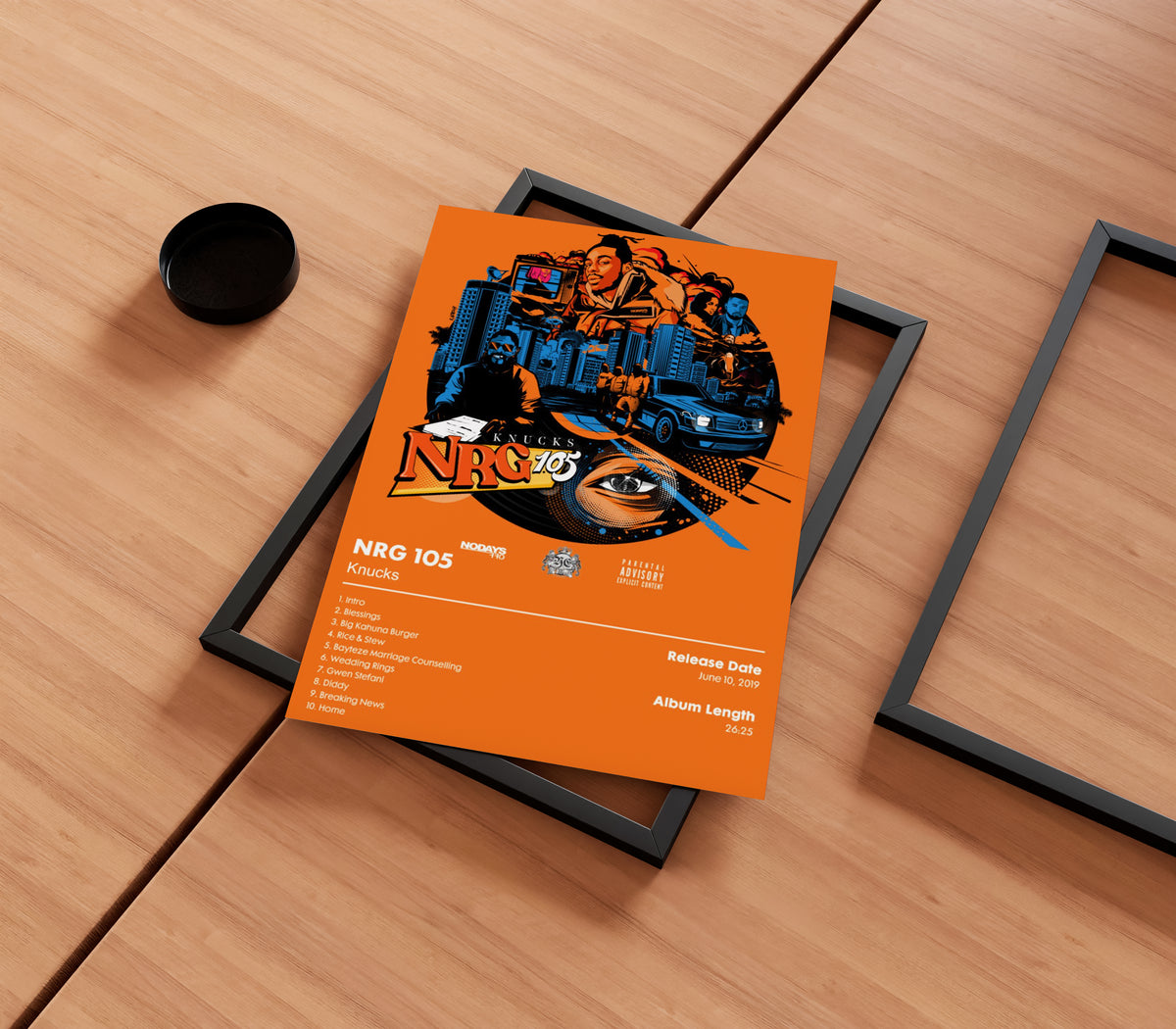 Knucks Rapper Drawing Knucks 'NRG 105' Album Poster – Rapper Posters