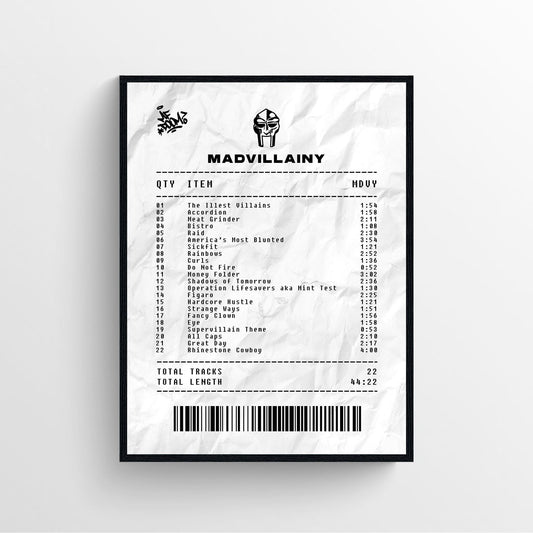 MF Doom "Madvillainy Receipt" Poster Print