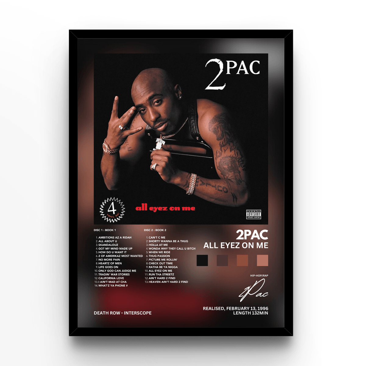 2pac "All Eyez on Me" Album Poster