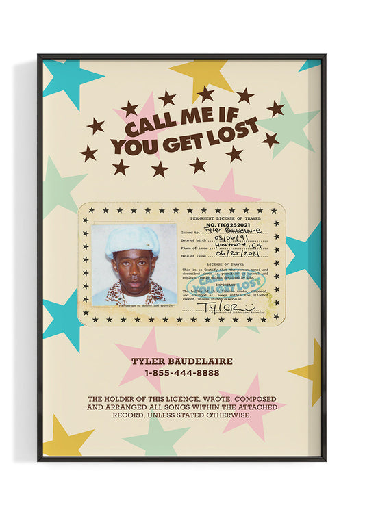 Tyler The Creator "Call Me If You Get Lost" Poster